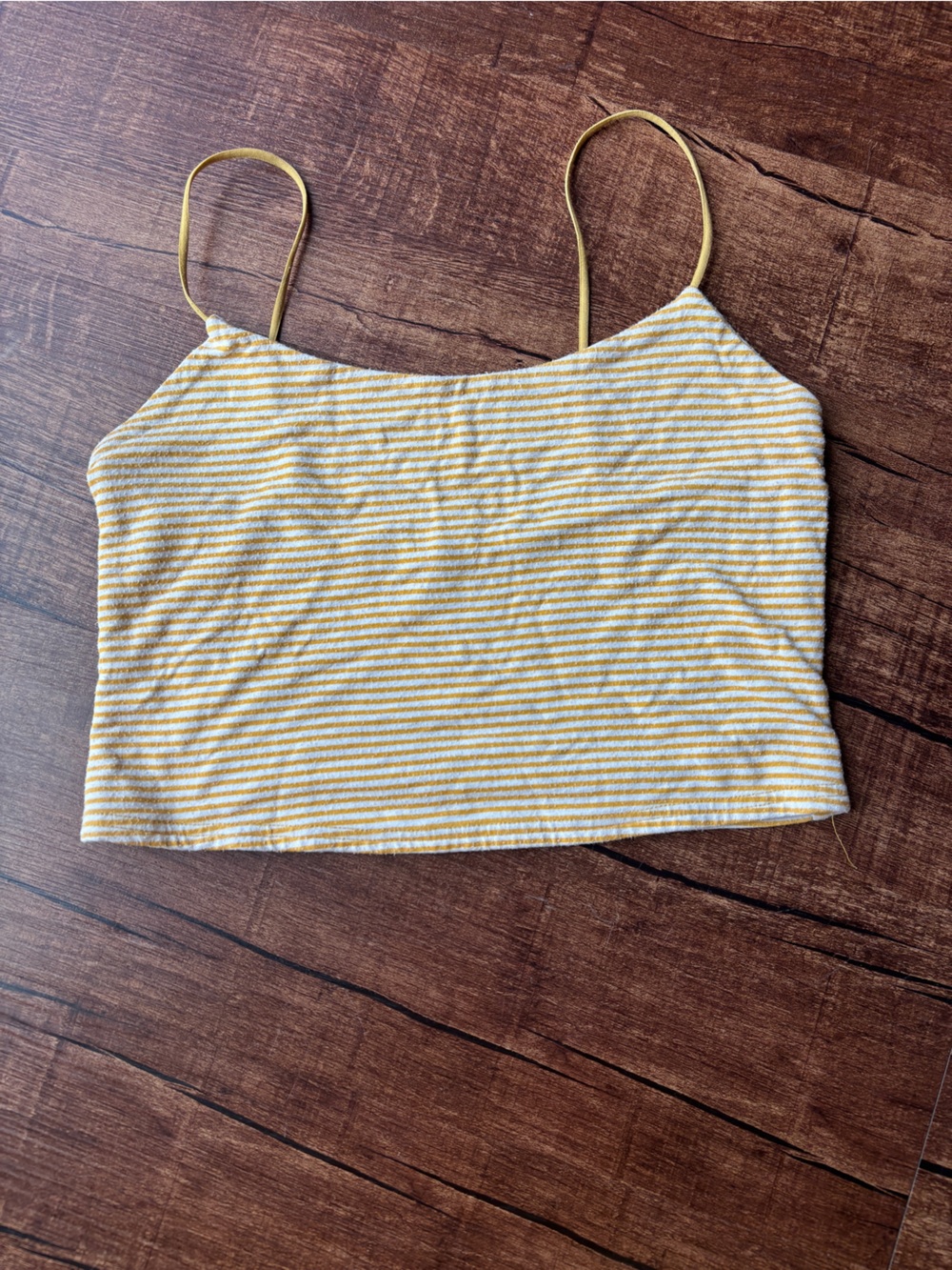 Asics Yellow & White Striped Cropped Cami